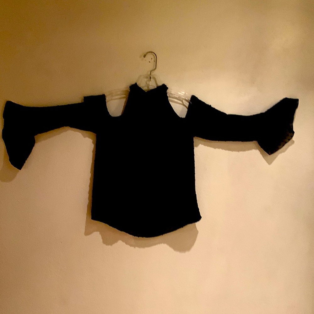 Women large black cold shoulder blouse